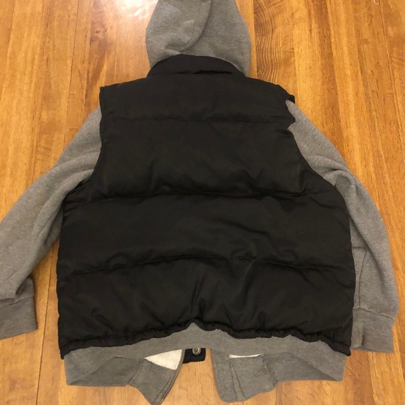 Old Navy Puffer Vest with attached gray sweatshirt - Picture 3 of 4